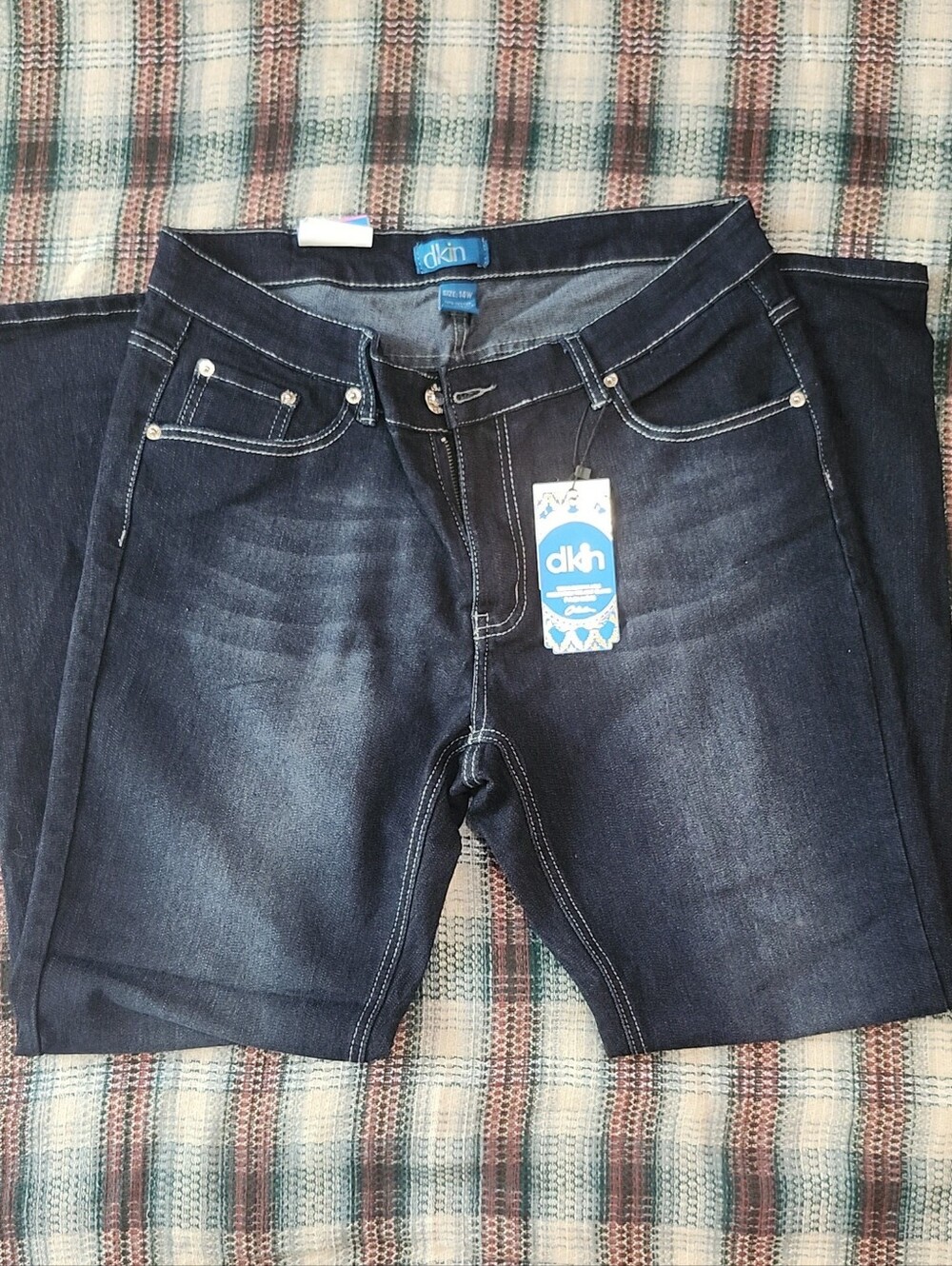 dkin Size 14w Dark Wash Stretch Denim Jeans